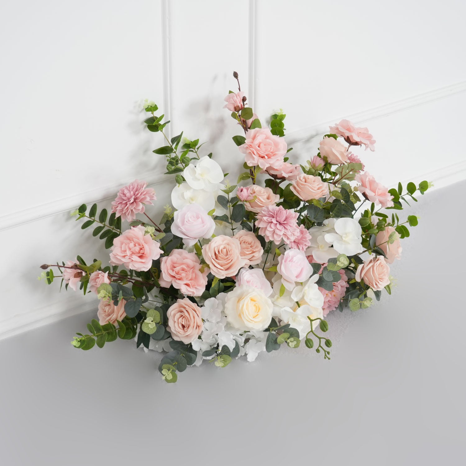 Uflower Wedding Backdrop Pink Rose Green Leaf Floral Arrangement